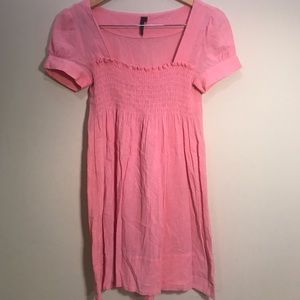 Topshop shirred pink cap sleeve babydoll dress